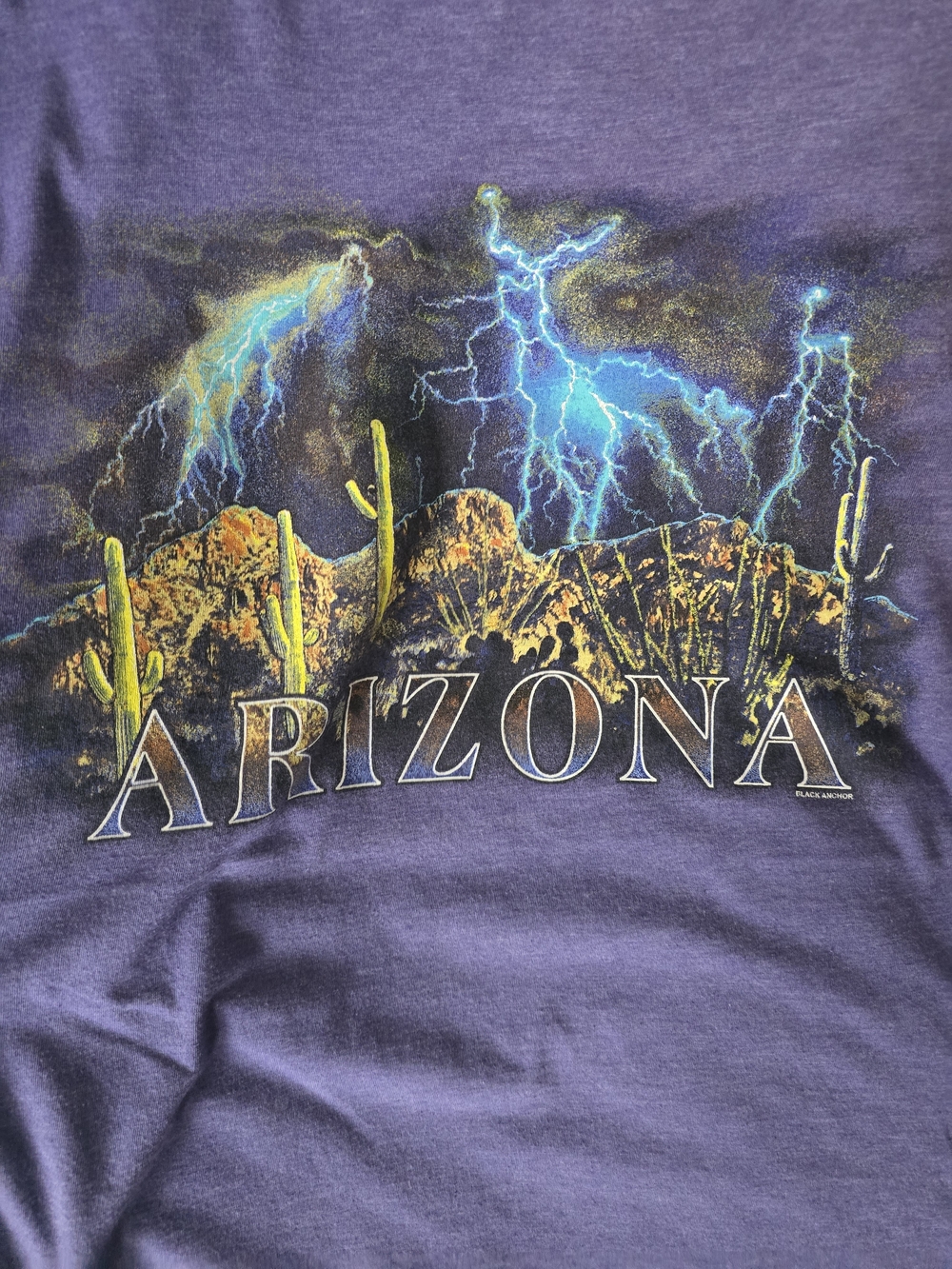 Arizona Graphic Tee Purple Lightning Desert Design Sz L EUC Super Soft Like New